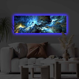 Wallity Cuadro Decorativo de Lienzo Multicolor con Iluminación LED de 30 x 90 cm